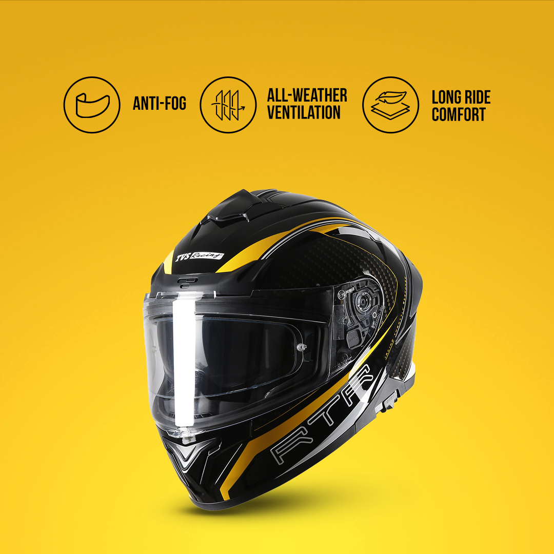 TVS Racing Hurricane Helmet Full-Face, Aerodynamic Design